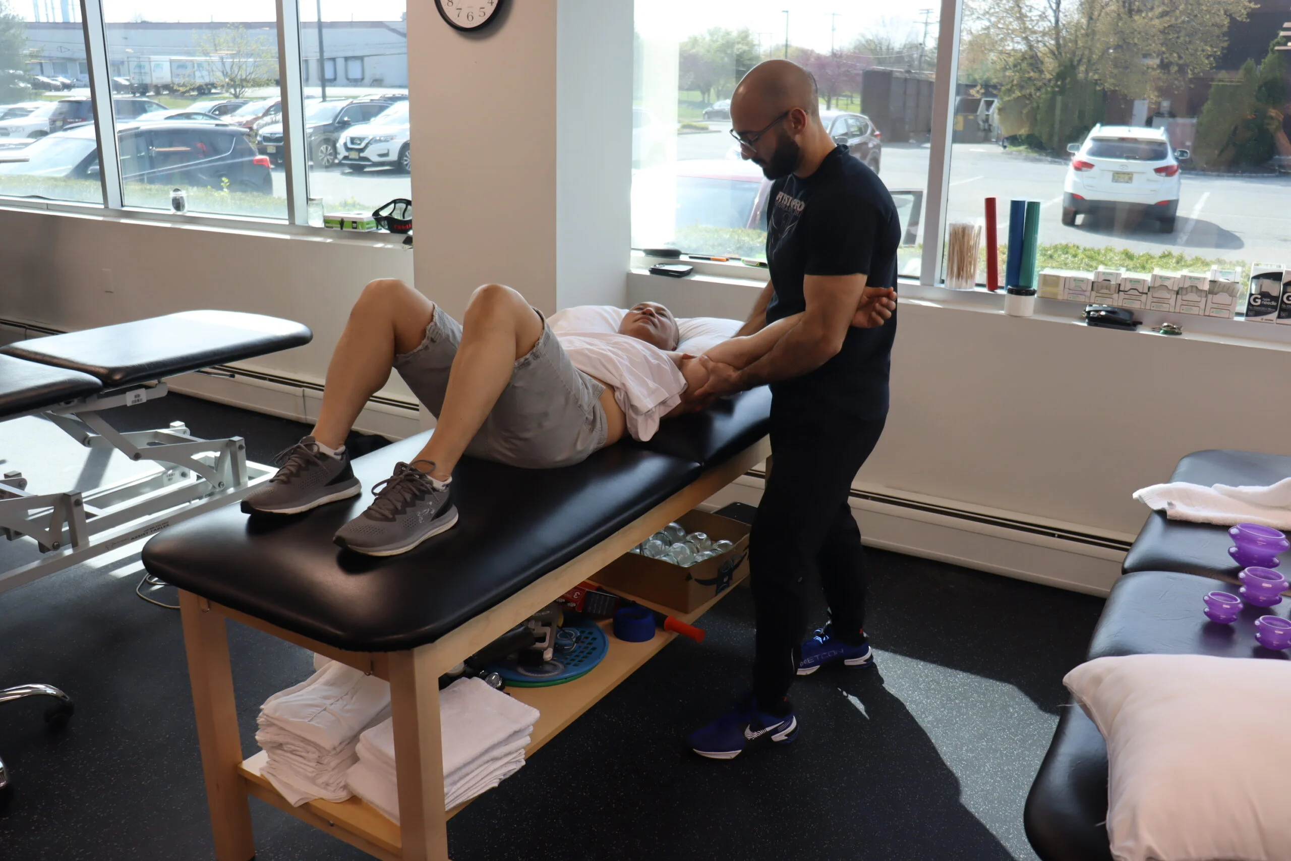 PT working on shoulder mobility